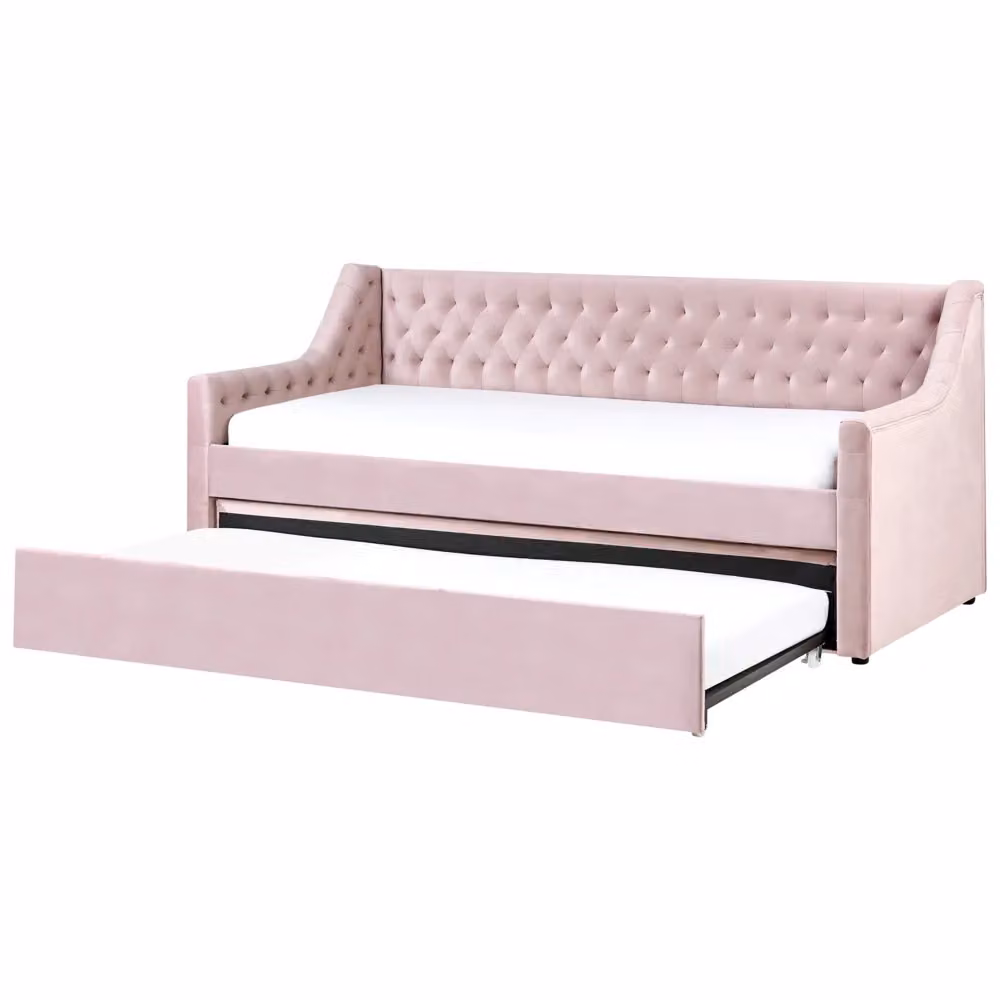 Letto singolo Beliani in velluto rosa con cassetto, L/P/H: 90 x 200 cm – 2