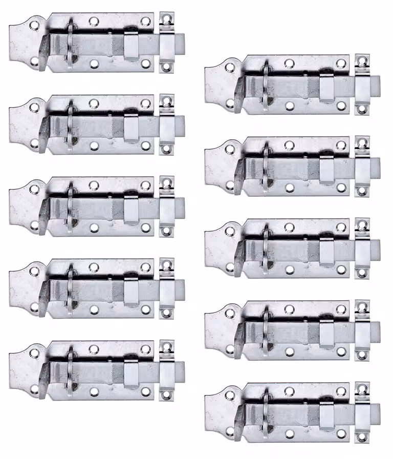 Alberts 869786 Bullone di bloccaggio, diritto, con impugnatura piatta e occhiello fisso, acciaio inossidabile, piastra 100 x 45 mm, set di 10