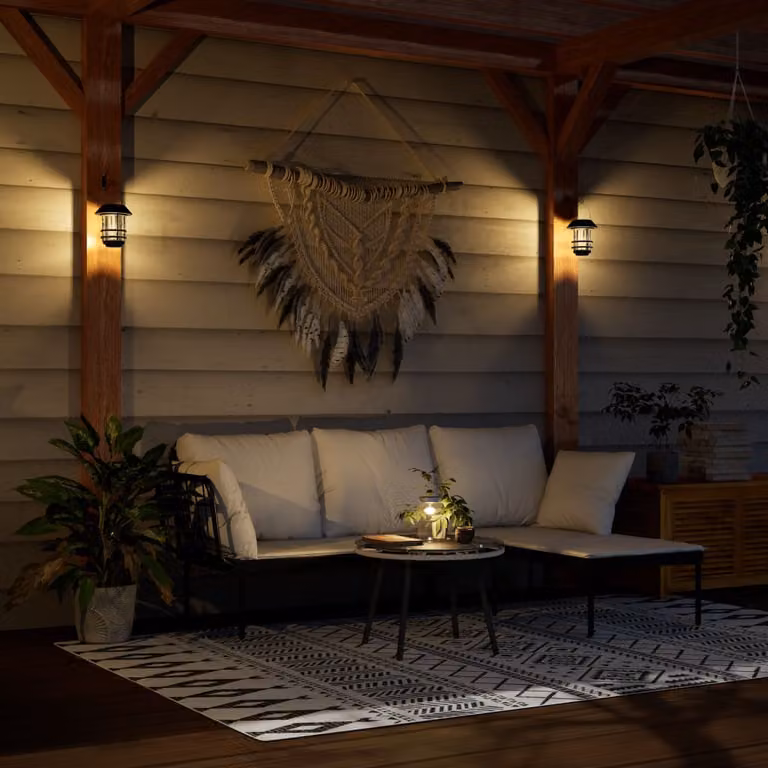 Set di 2 lanterne solari da parete vidaXL nere con LED e sensore crepuscolare per giardino