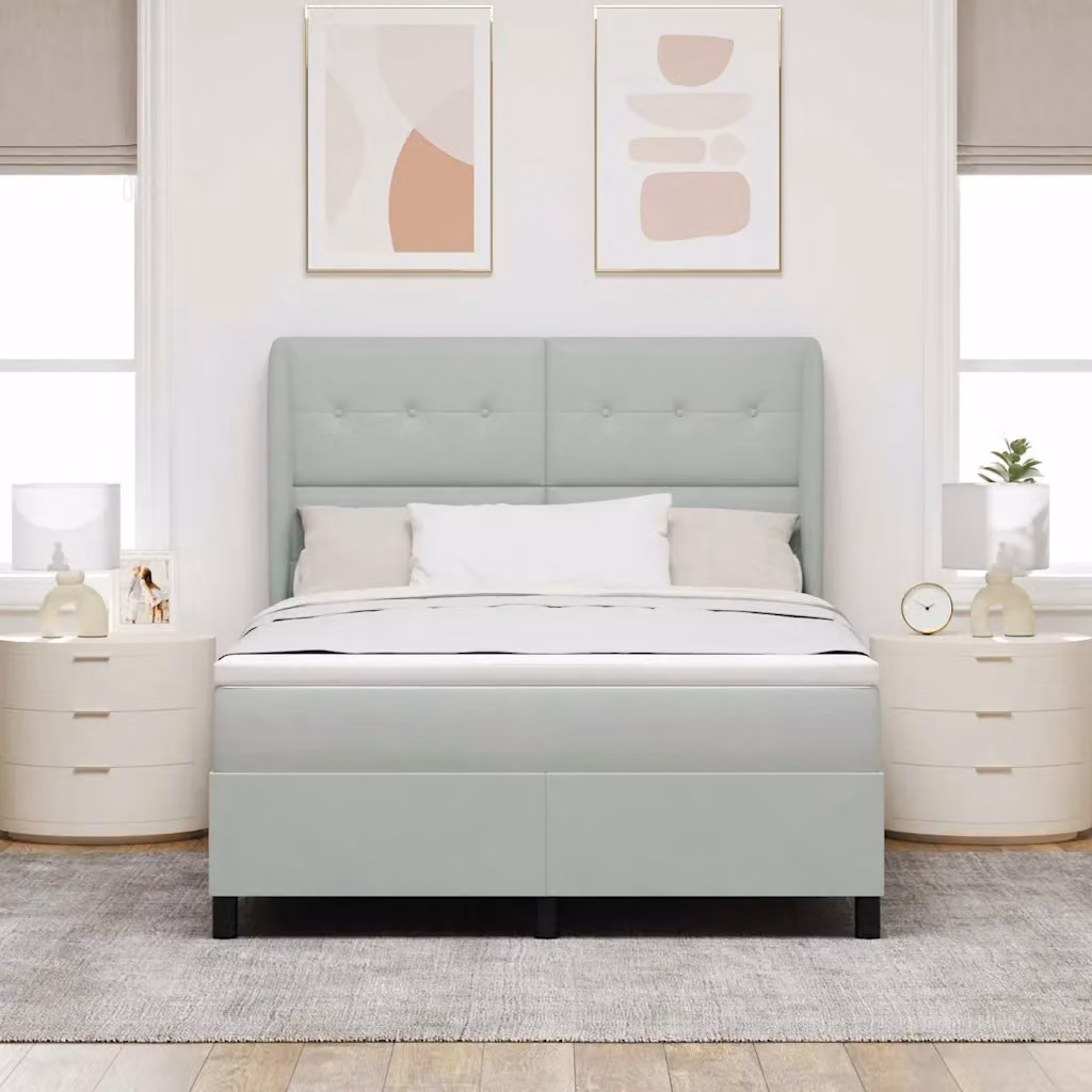 Letto ibrido con molle e testiera vidaXL in velluto grigio L 160 x P 200 cm