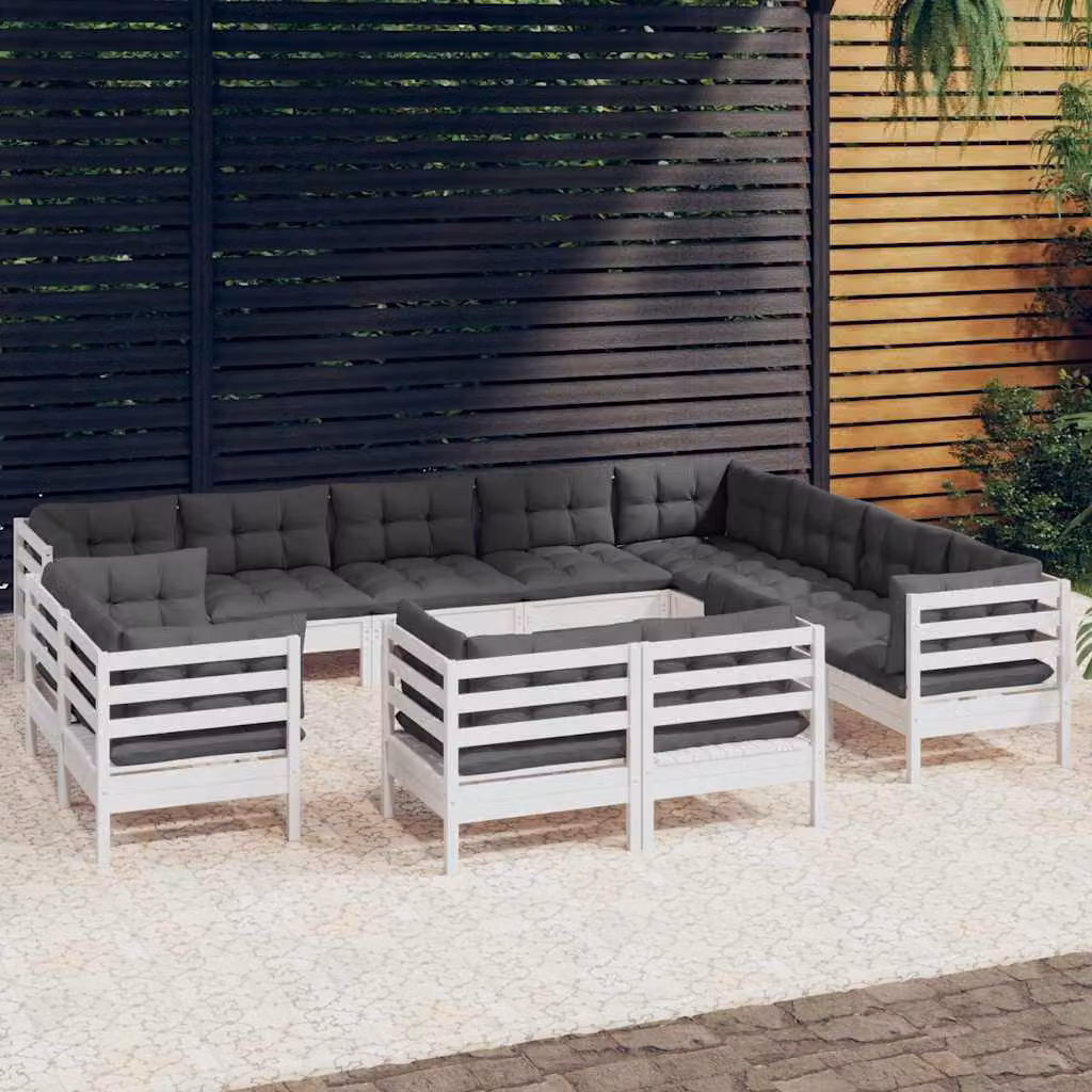 vidaXL Set Divani da Giardino a Forma di U in Legno di Pino con Cuscini Imbottiti