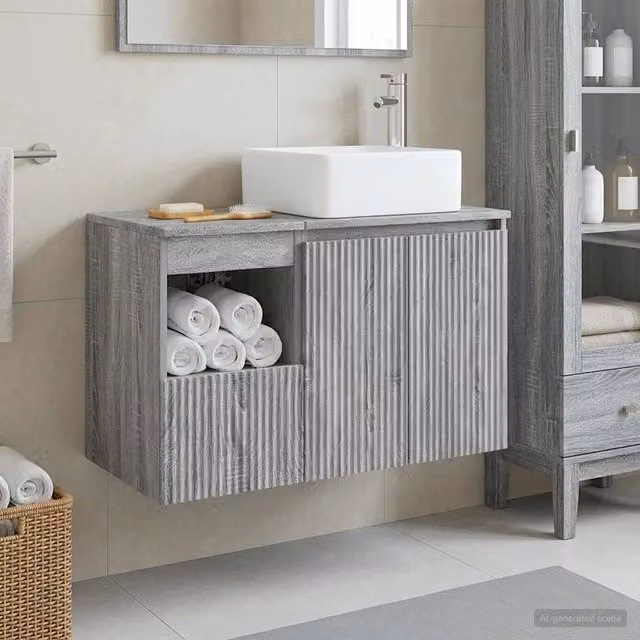 Set di mobili per il bagno 2 pz Sonoma grigio 3404050