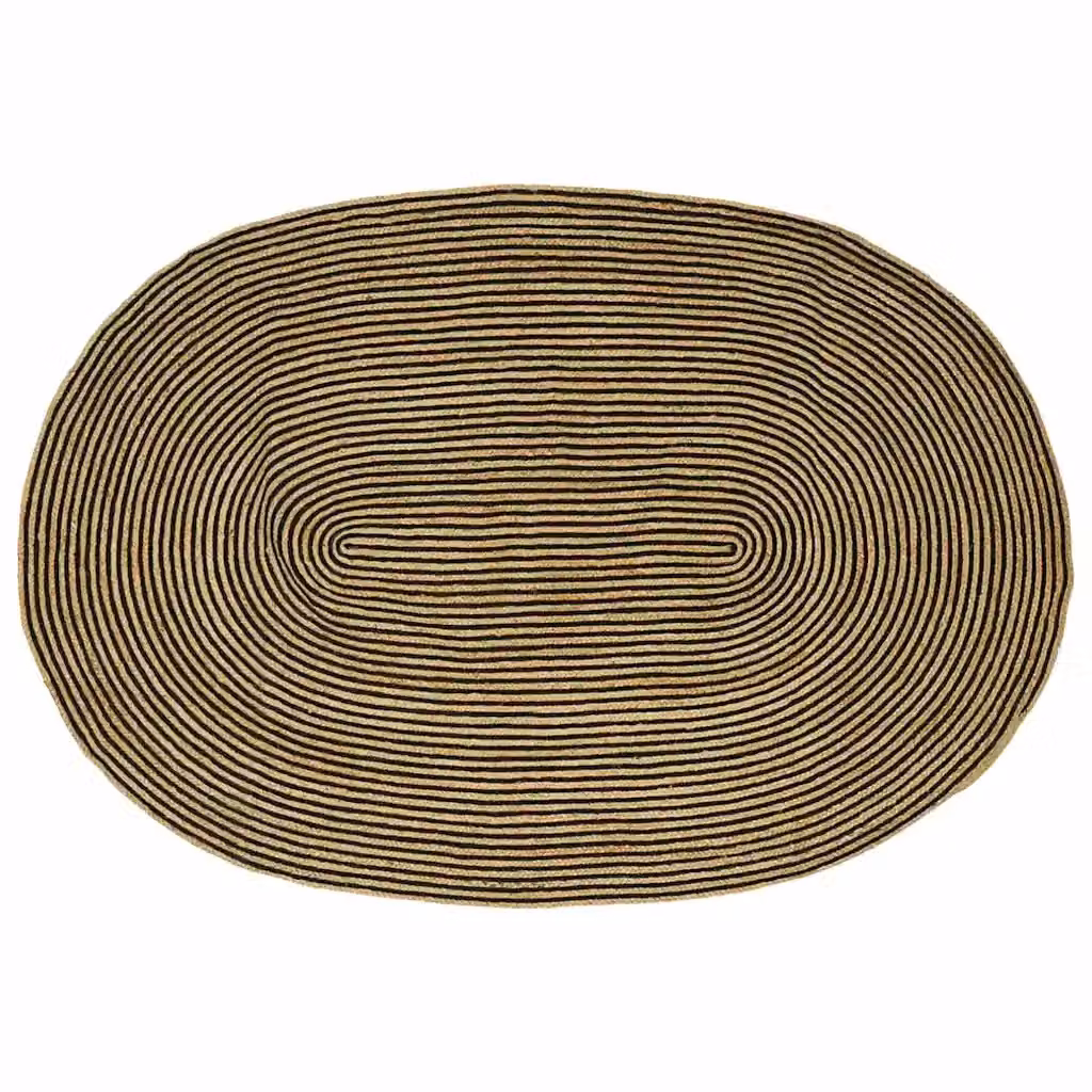 Tappeto in juta lavabile design moderno nero e beige L: 245 cm, P: 152 cm – 2