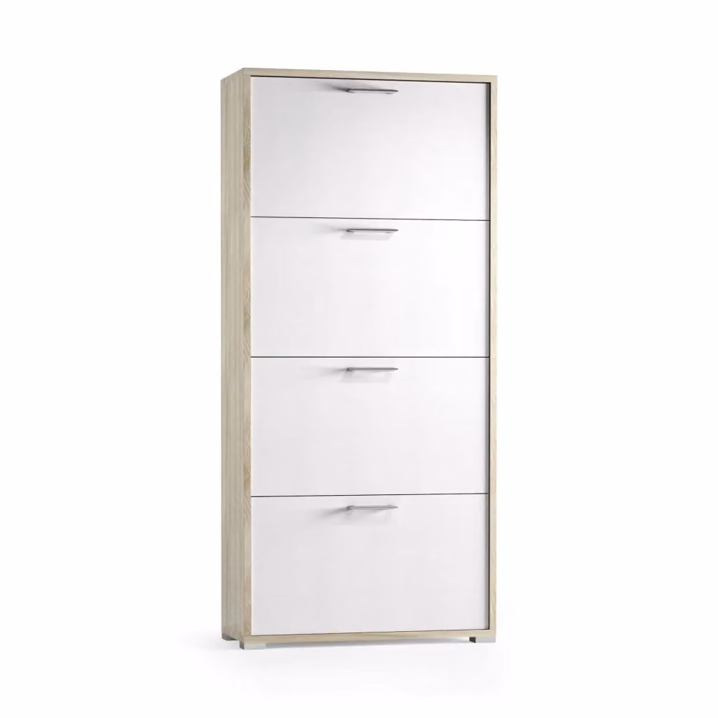Scarpiera DMORA Bianca con scomparti basculanti per 24 paia di scarpe, L: 67 cm, P: 28 cm, H: 147 cm – 2
