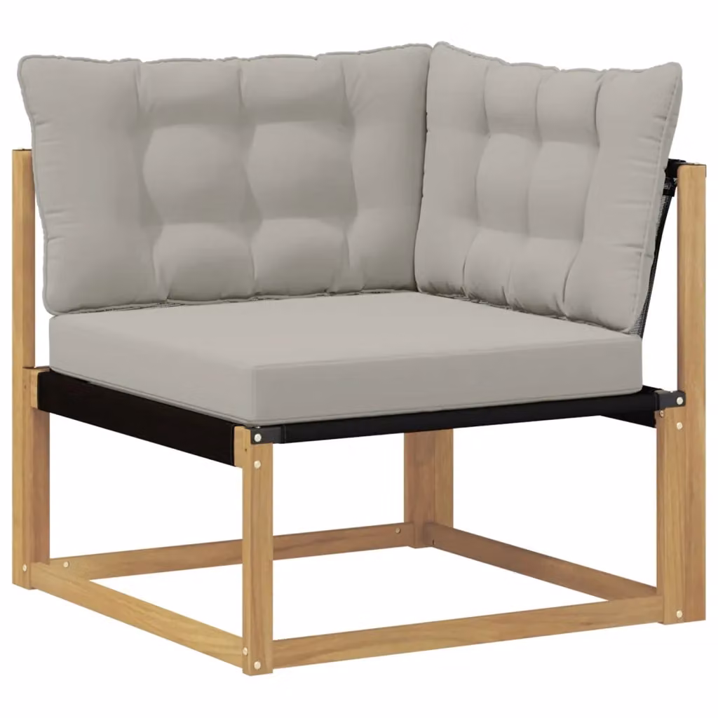 Divano Angolare da Esterno Componibile DESIGN IN in Legno di Acacia Massello e Textilene con Cuscini, Grigio e Bianco – 2