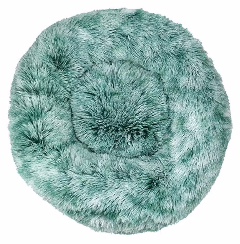 Cuccia per cani, cuccia per gatti, morbida, rotonda, in peluche, 50 cm, verde