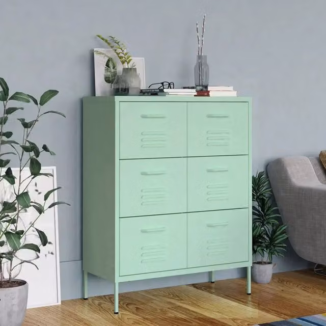 Cassettiera Menta vidaXL in Metallo Verde L 80 cm, P 35 cm, H 101,5 cm