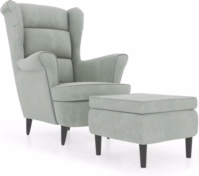 Poltrona | Sedia Relax Schienale ad Ala con Poggiapiedi Grigio Chiaro Velluto