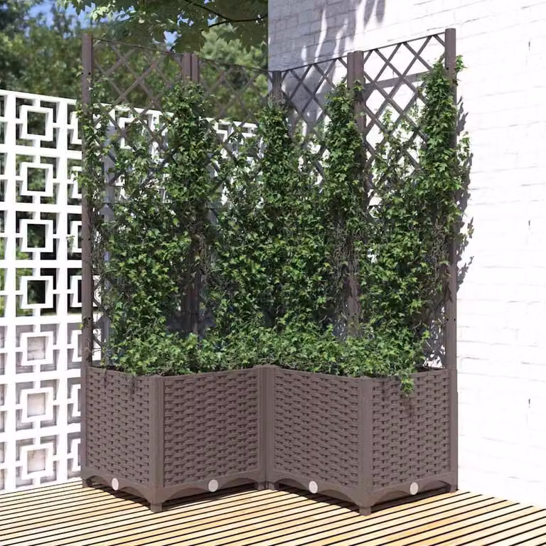 Vaso da giardino con supporto per piante rampicanti vidaXL, marrone, L/P/H: 80 x 80 x 136 cm