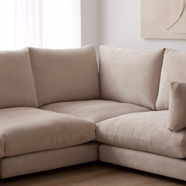Modulo angolare personalizzabile Tokio Banak beige per soggiorno moderno in legno e MDF
