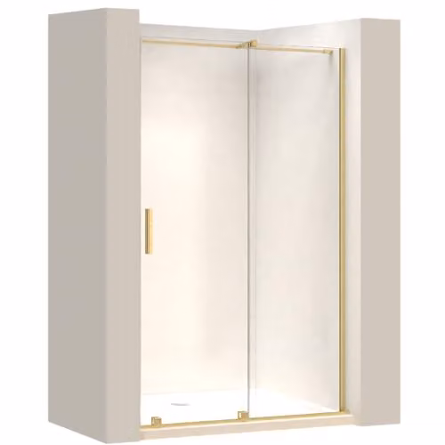 Rea Porta doccia 120 Gold brush Vetro di sicurezza temperato trasparente 6 mm (Oro spazzolato)