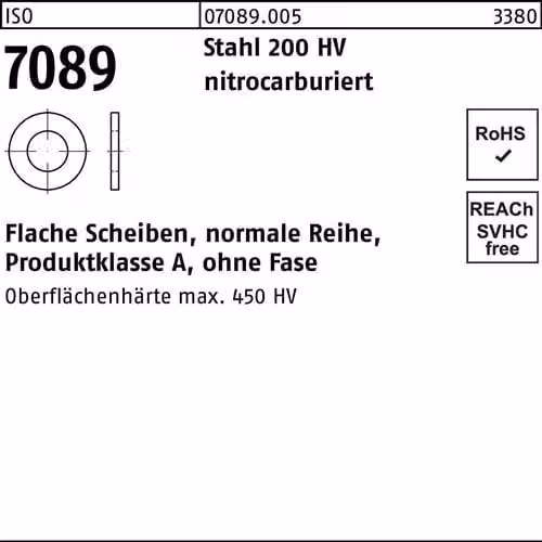 Dischi piatti Reyher ISO7089 St. 39 42x72x6 200 HV 070890050390000 (50 pezzi)