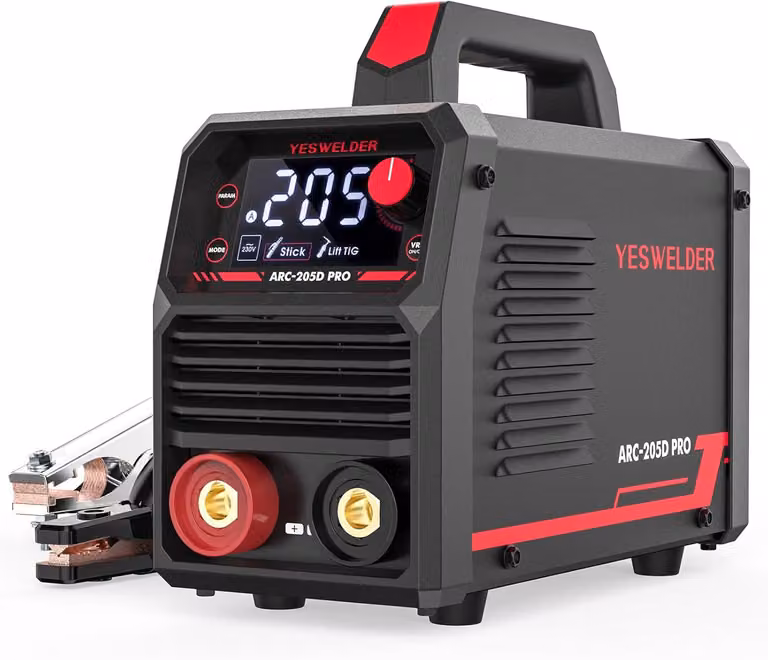 Saldatrice ad arco 205 Amp, 230V, MMA/Lift TIG, saldatrice portatile ad elettrodo. Macchina inverter IGBT con display LED digitale, funzione Hot Start, controllo della forza dell'arco e anti-aderenza