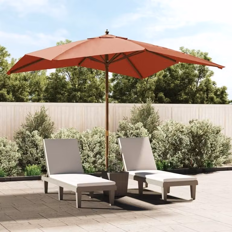 Maison Exclusive - Ombrellone con palo in legno, color terracotta, dimensioni 300x300x273 cm