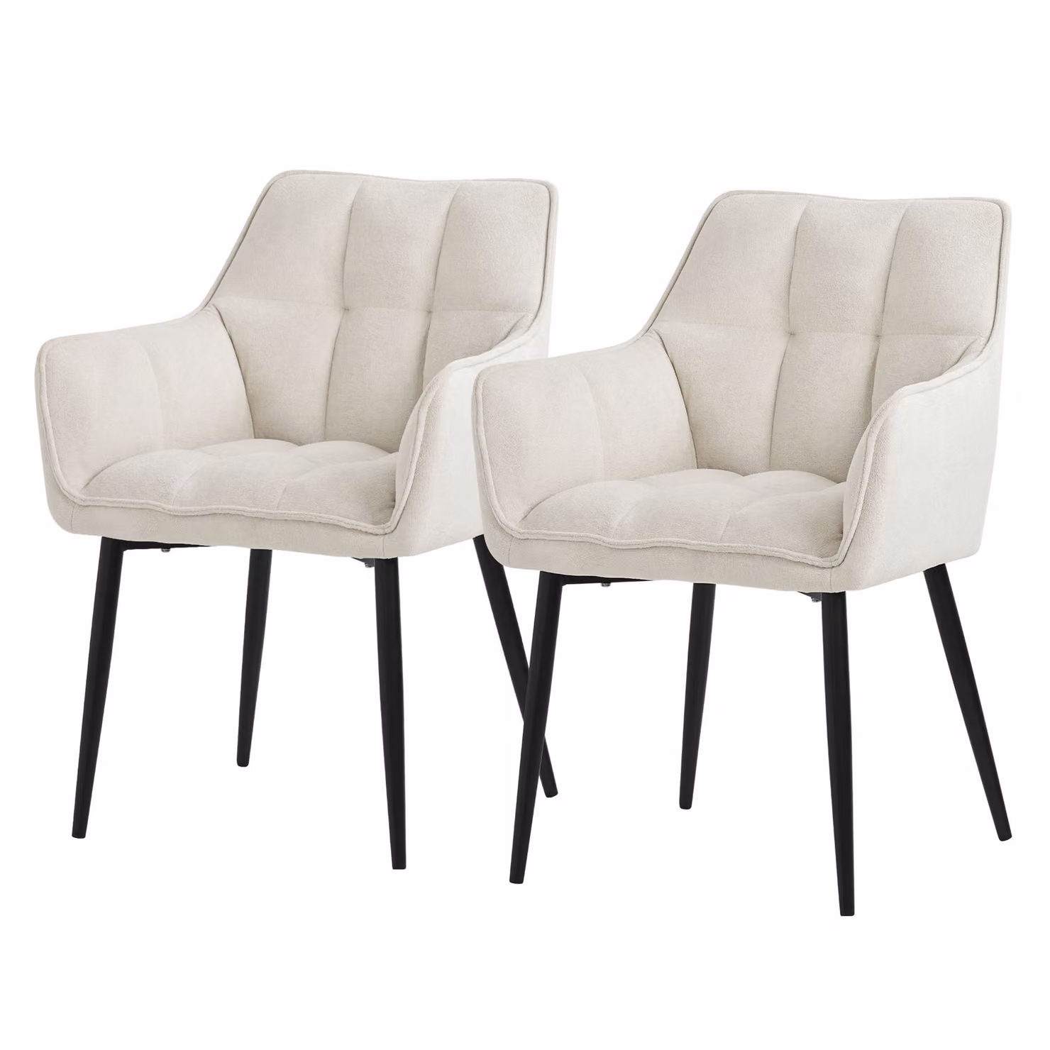 ML-Design 2x sedia da pranzo in tessuto spugna, crema, con seduta imbottita di spessore
