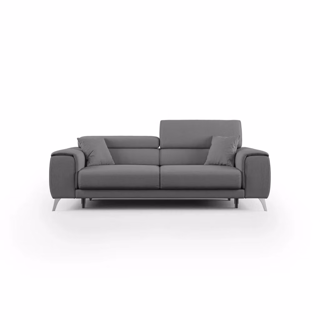 Divano Fusion Divani.Store con sedute allungabili e poggiatesta regolabile in tessuto smacchiabile antracite L: 215 cm – 2