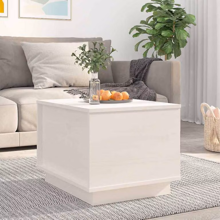vidaXL Tavolino da Salotto Bianco in Legno di Pino con Meccanismo Sollevabile L: 50 cm, P: 40 cm, H: 35 cm