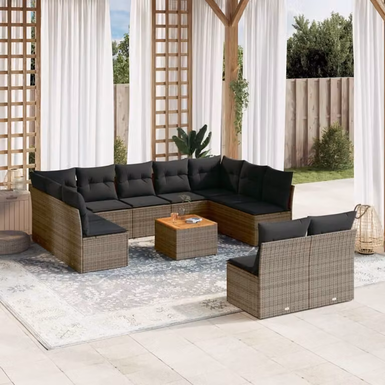 Maison Exclusive - Set Divani da Giardino 12 pz con Cuscini Grigio in Polyrattan