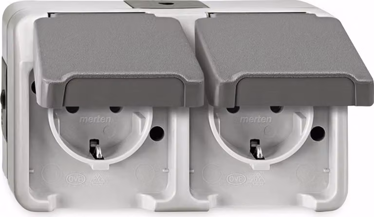 Presa a spina doppia MERTEN SCHUKO. MEG2321-8029 grigio chiaro AQUASTAR MEG2321-8029 MEG2321-8029 (MEG2321-8029)