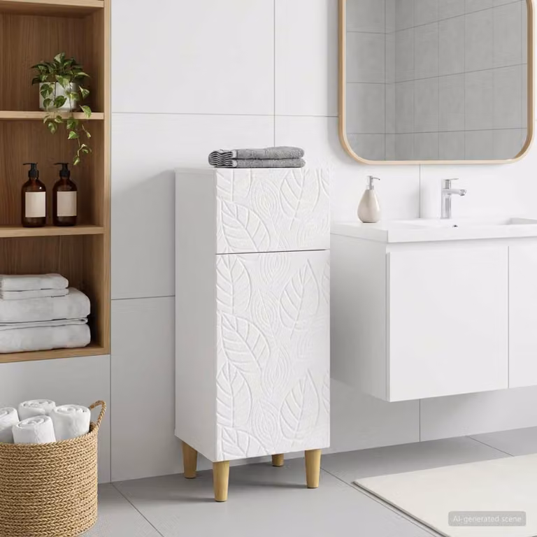 vidaXL Mobiletto da Bagno DELFT Bianco Moderno L/P/H: 30 x 31 x 80 cm