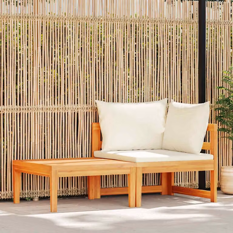 Maison Exclusive - Set da giardino a 2 pezzi con cuscini, bianco crema, legno di acacia