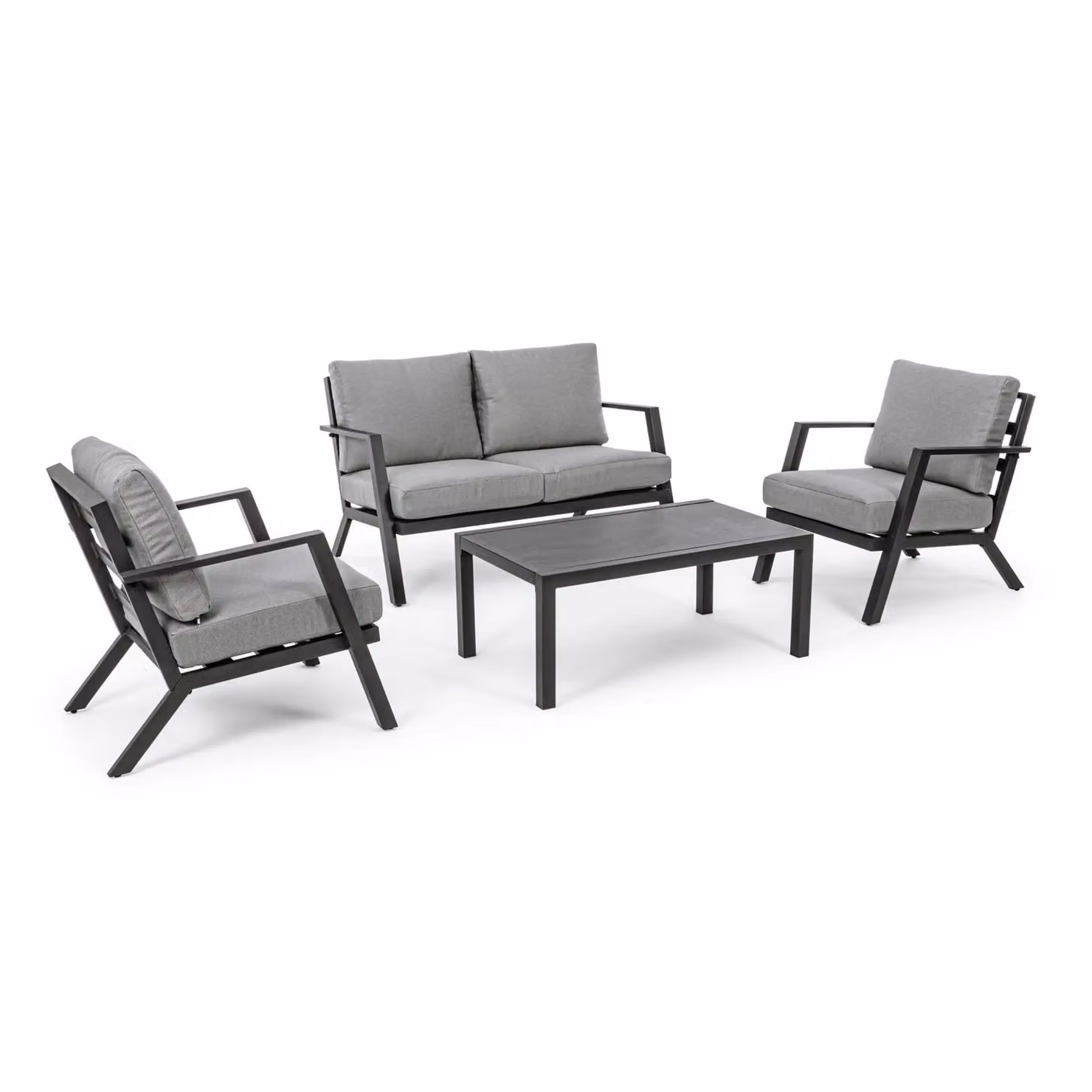 Set salotto da giardino COIMBRA con cuscini e struttura in alluminio antracite, 4 pezzi