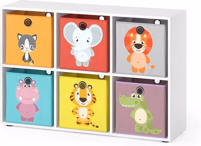 Libreria per bambini Vicco Bianca con 6 scatole pieghevoli L: 72 cm, H: 107.8 cm