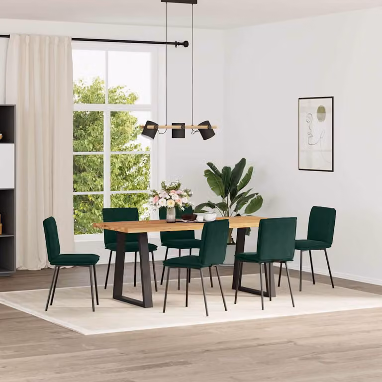 Set di 6 sedie da pranzo vidaXL in velluto verde scuro con struttura in metallo e legno