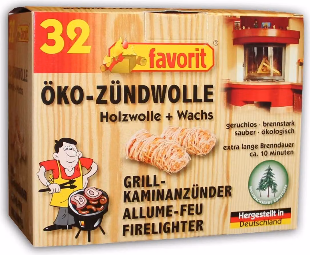 Favorit Ãko-Zündwolle Anzünder, Ofenanzünder 32 Stück