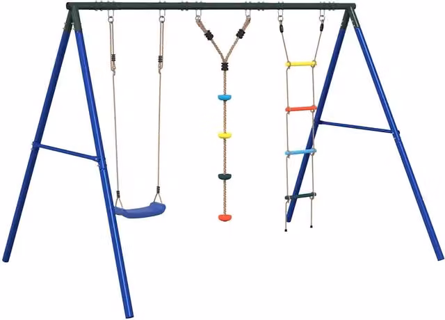 Set Gioco da Esterno con Altalena e Scala Multicolore CFW2051092, H: 185 cm, L: 273,5 cm, P: 36 cm – 1