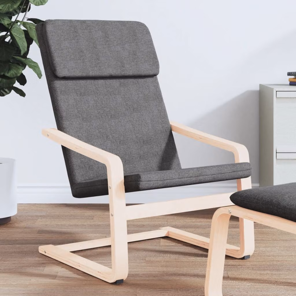 Sedia Relax vidaXL in Tessuto Grigio con Struttura in Legno di Betulla