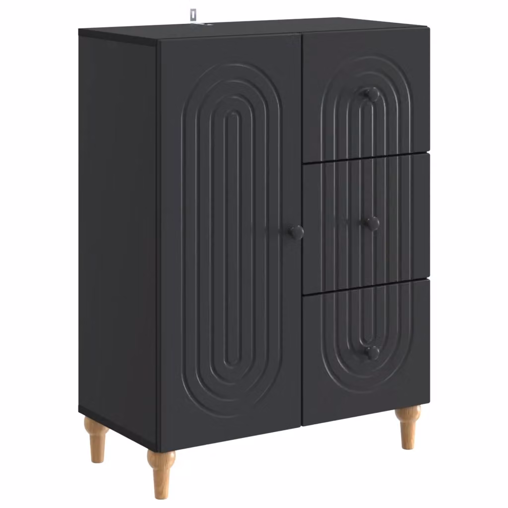 Credenza moderna vidaXL in legno MDF nero opaco L: 66 cm, P: 34,5 cm, H: 90 cm – 2