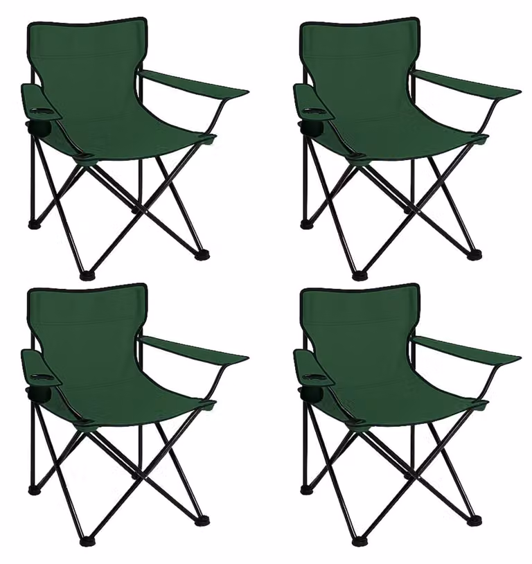 Set di 4 sedie da campeggio pieghevoli Coemo con borsa da trasporto, colore verde