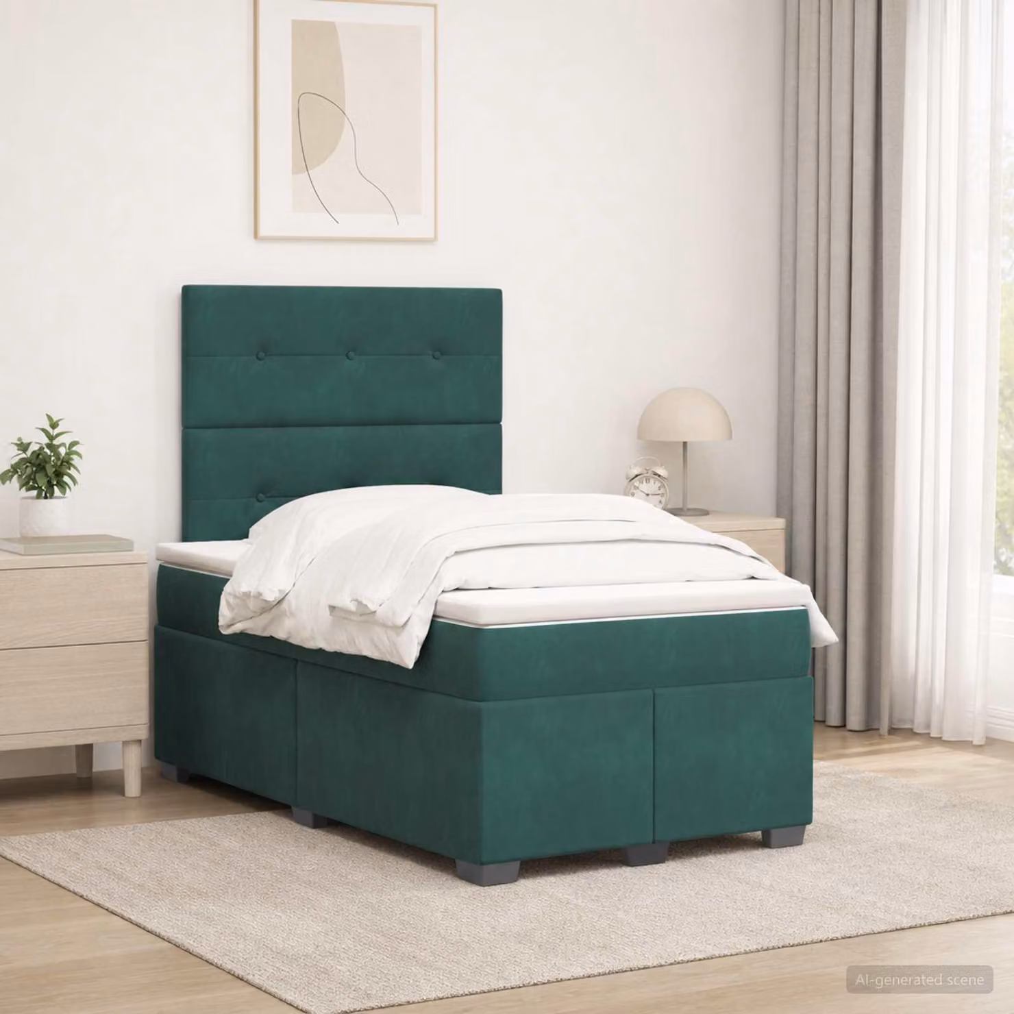 Maison Exclusive - Letto boxspring con materasso verde scuro 120 x 190 cm in velluto