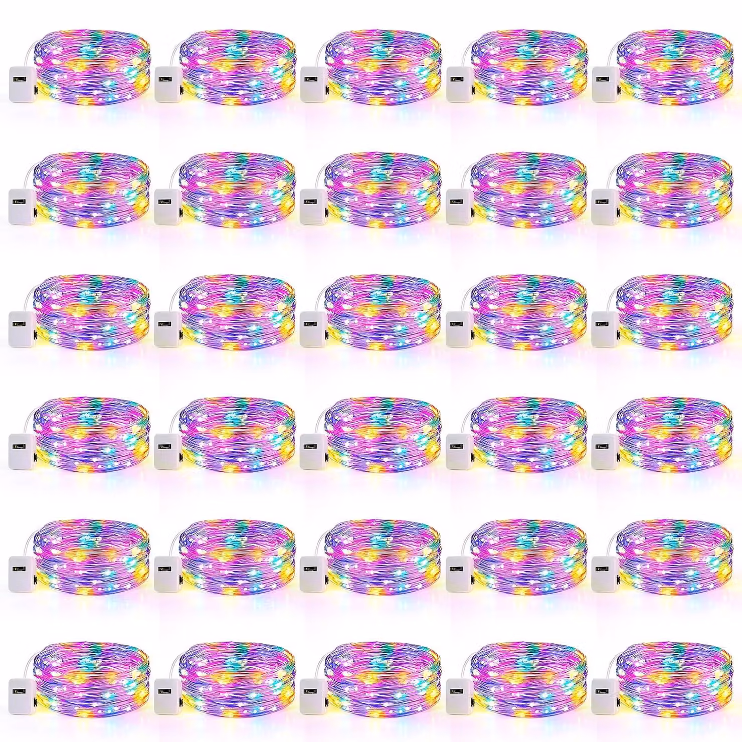 Catena luminosa, set da 30 elementi, lunghezza 2 metri, 20 LED, multicolore, alimentazione a batteria, impermeabile