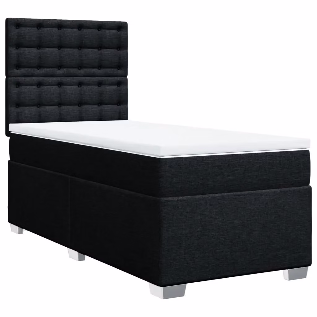 Letto Ibrido vidaXL con Giroletto a Molle e Materasso in Tessuto Nero e Bianco L/P: 90 x 190 cm – 2