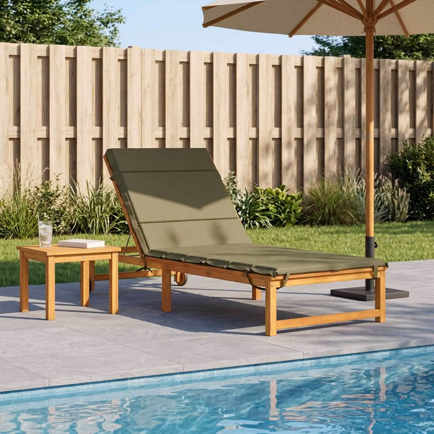 vidaXL Cuscino per Lettino GEMERT Verde, in Poliestere con Rivestimento Rimovibile e Resistente ai Raggi UV