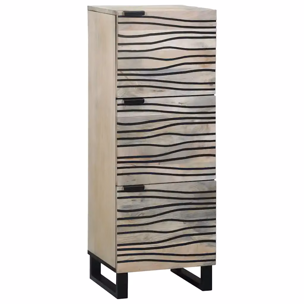 Mobile porta media vidaXL in legno di mango e metallo stile rustico bianco e nero