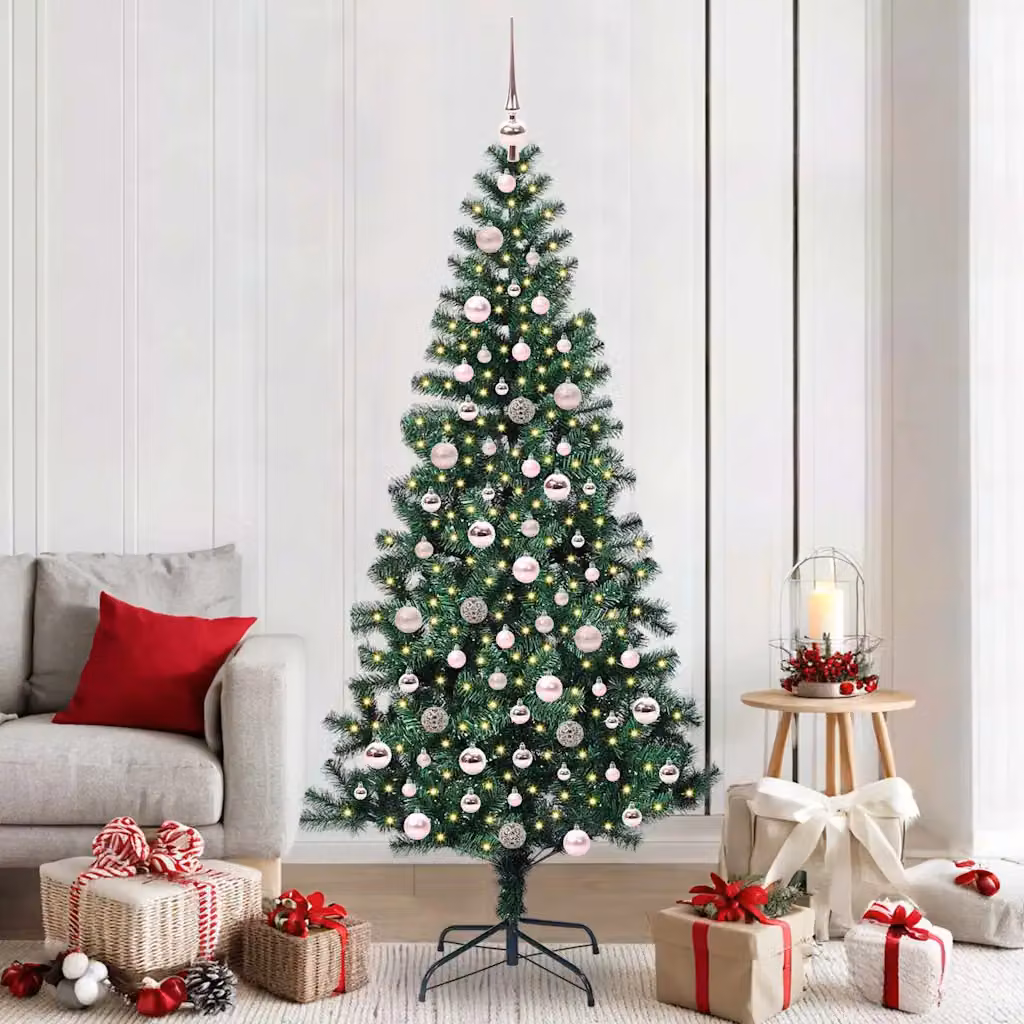Albero di Natale artificiale vidaXL con luci LED bianco caldo Verde Altezza: 210 cm