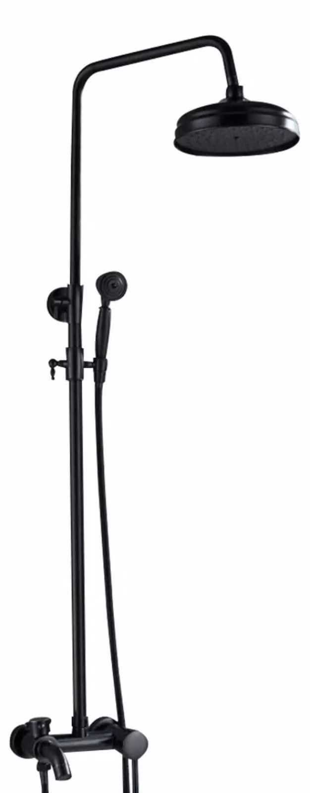 Sistema doccia a pioggia da montare a parete - Set doccia in stile antico - Testina doccia a pioggia e soffione manuale - Miscelatore monocomando - Acciaio inossidabile - Finitura verniciata