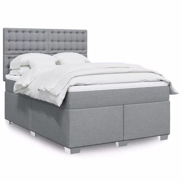 Letto Ibrido con Giroletto a Molle e Materasso vidaXL, Grigio e Bianco, L/P/H: 140 x 190 cm