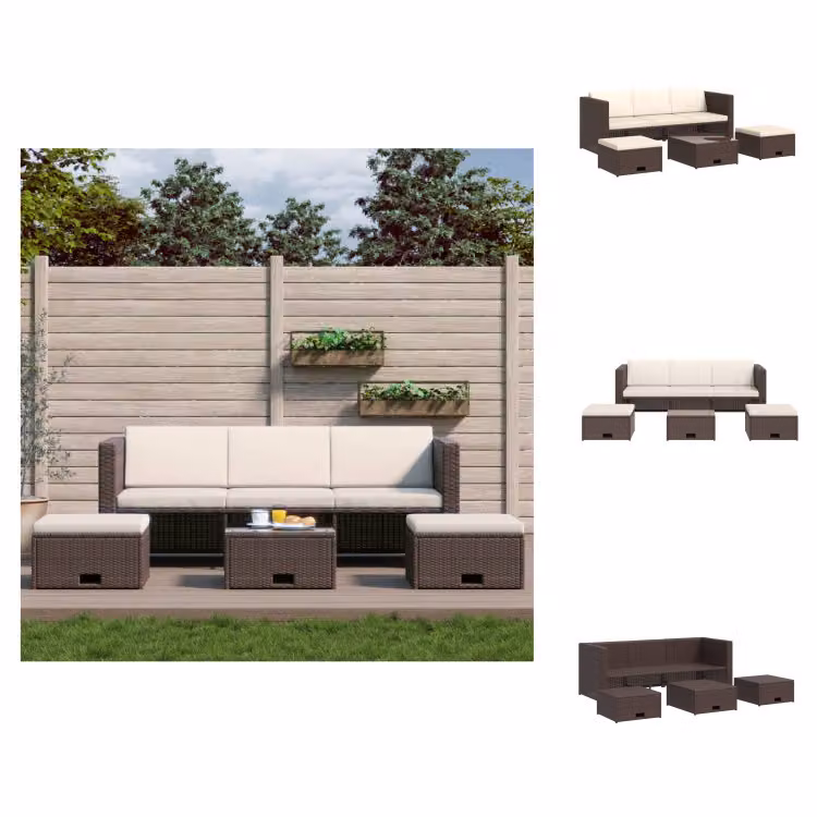 vidaXL Set da salotto da giardino 4 pezzi con cuscini in rattan marrone - Set di mobili da giardino