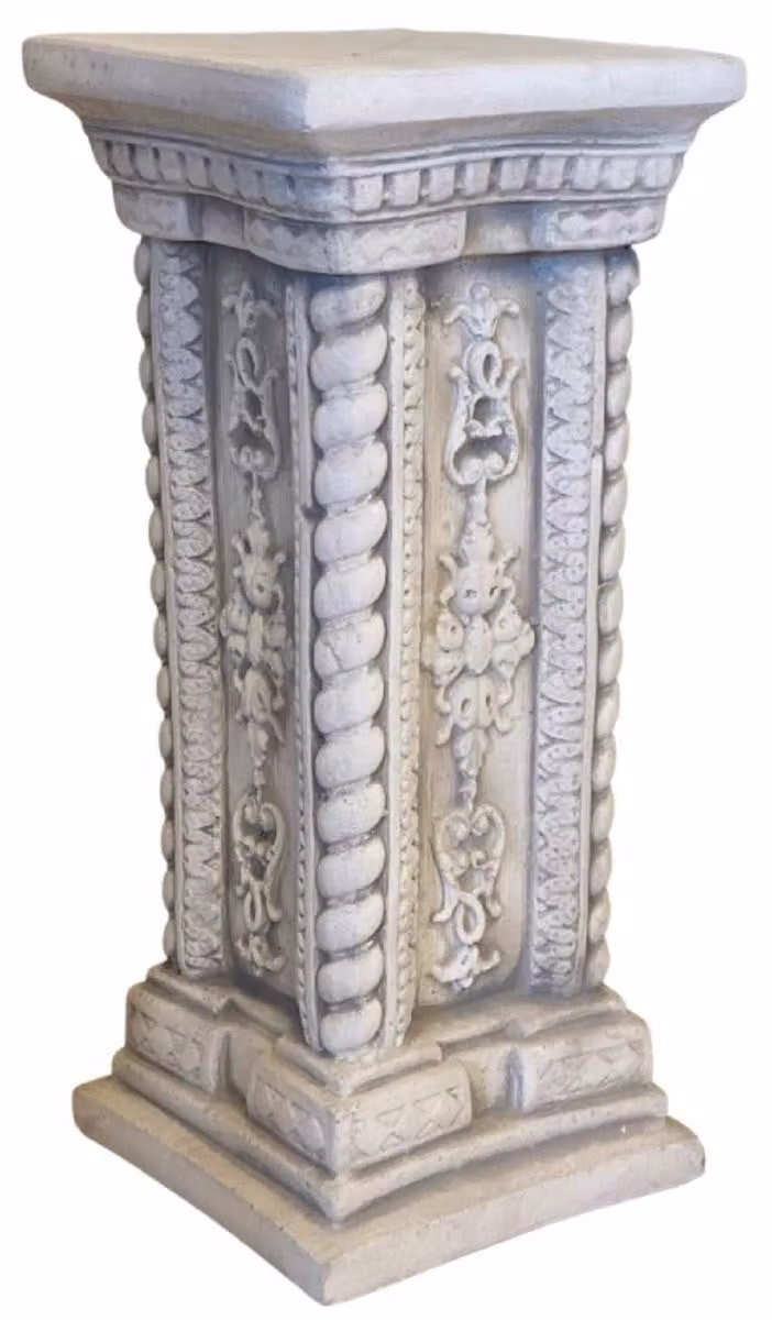 Casa Padrino Colonna barocca da giardino grigia 24 x 24 x H. 57 cm - Colonna in pietra antica - Magnifica colonna da giardino - Accessori barocchi per giardini e terrazze - Decorazione da giardino in stile barocco