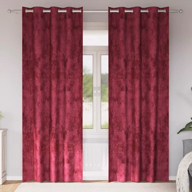 Set di 2 tende vidaXL in velluto rosso, oscuranti e termoisolanti, con occhielli