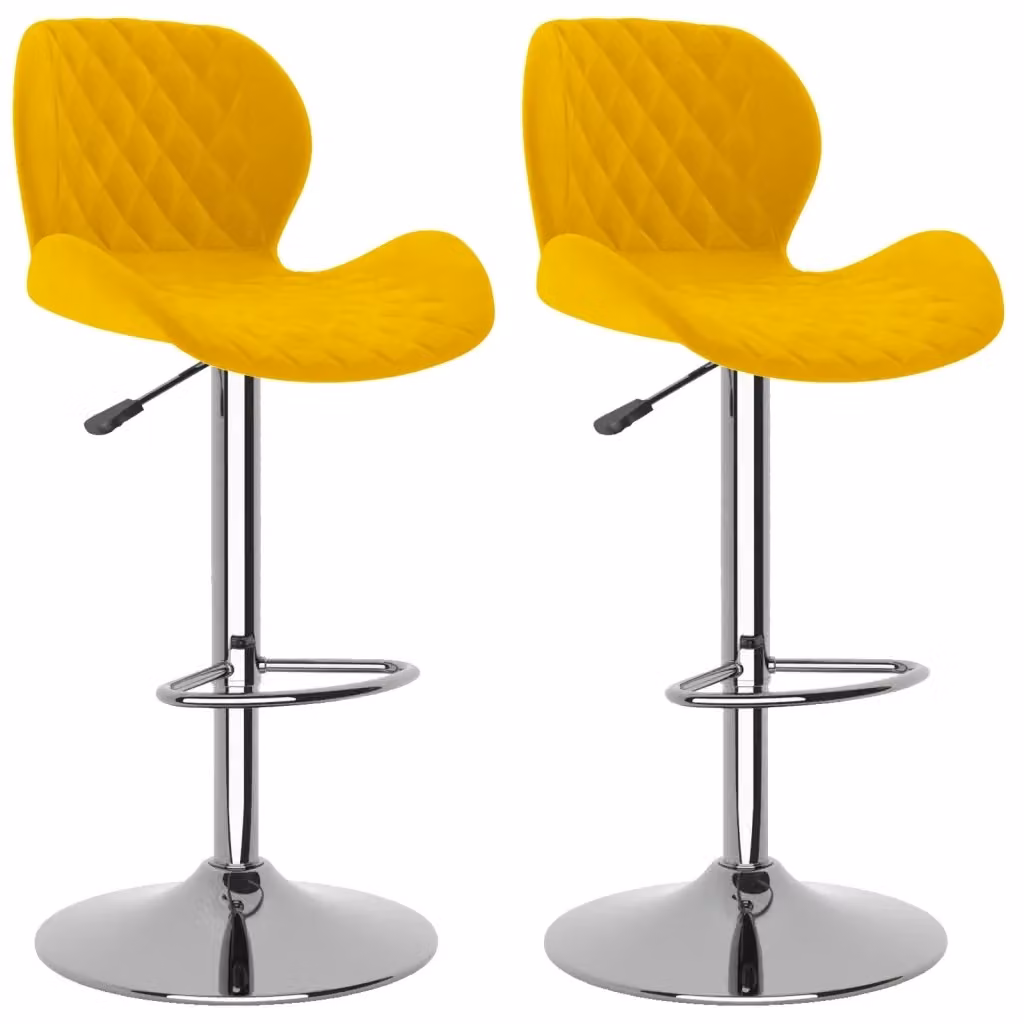 Set di 2 sgabelli da bar vidaXL in velluto giallo con seduta girevole a 360 gradi – 2