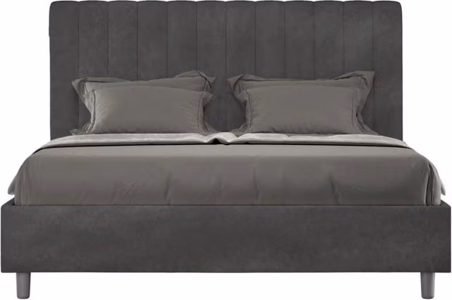 ityhome Letto matrimoniale king size senza rete imbottito 170x190 microfibra grigio Agueda