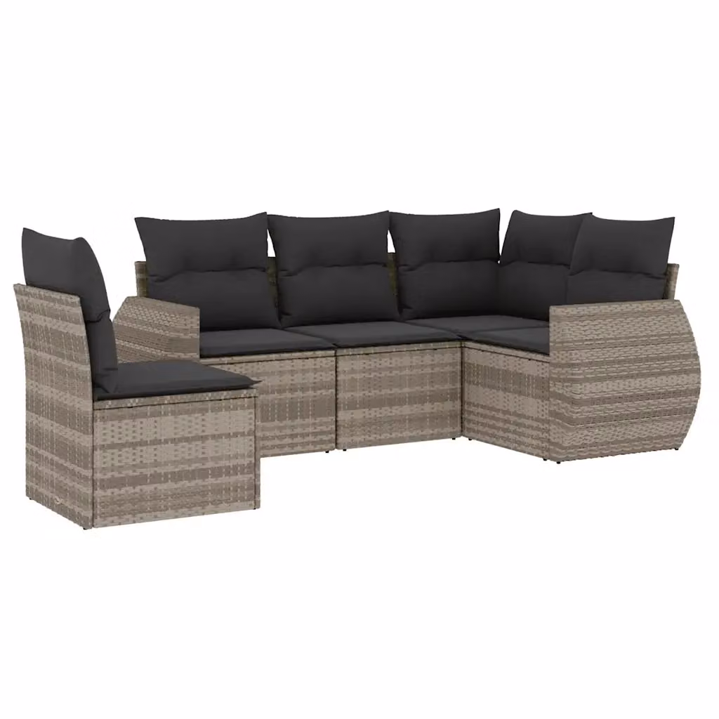 vidaXL Set Divano da Giardino a L con Cuscini Grigio Antracite e Struttura in Metallo e Polyrattan – 2