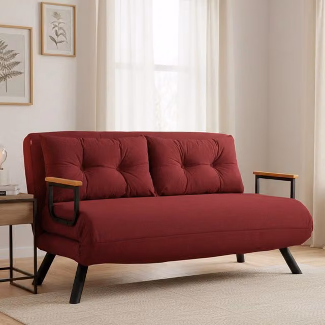 Divano Letto Calvin DMORA Rosso con Contenitore e Funzione Click Clack