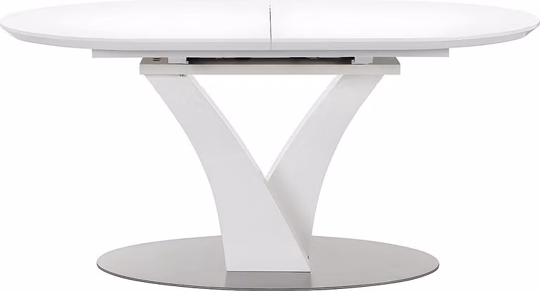 Tavolo da pranzo allungabile - Da 6 a 8 posti a sedere - Legno e acciaio inox - Laccato bianco - TALARA