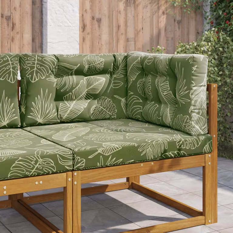 vidaXL Cuscino per divano da esterno verde con design floreale in poliestere e fodera rimovibile L/P/H: 80 x 80 x 80 cm